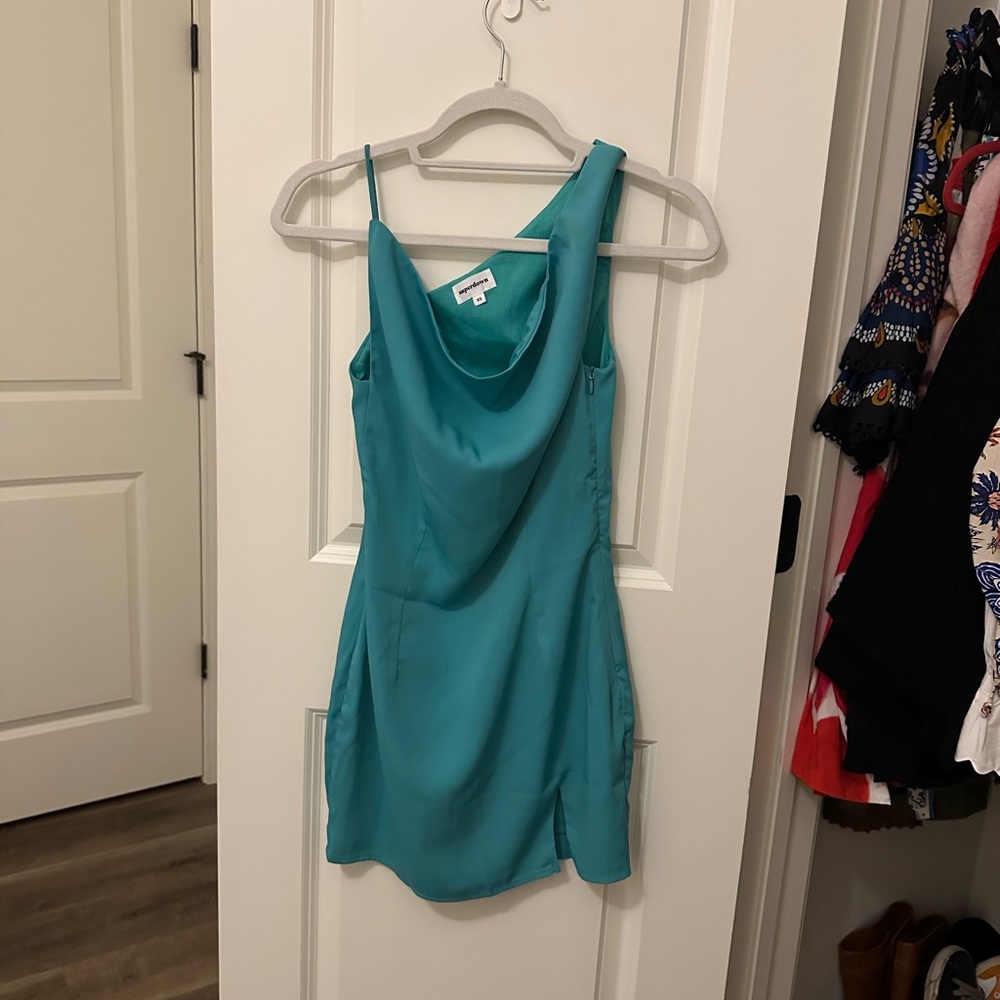 Superdown One Shoulder Teal Dress
